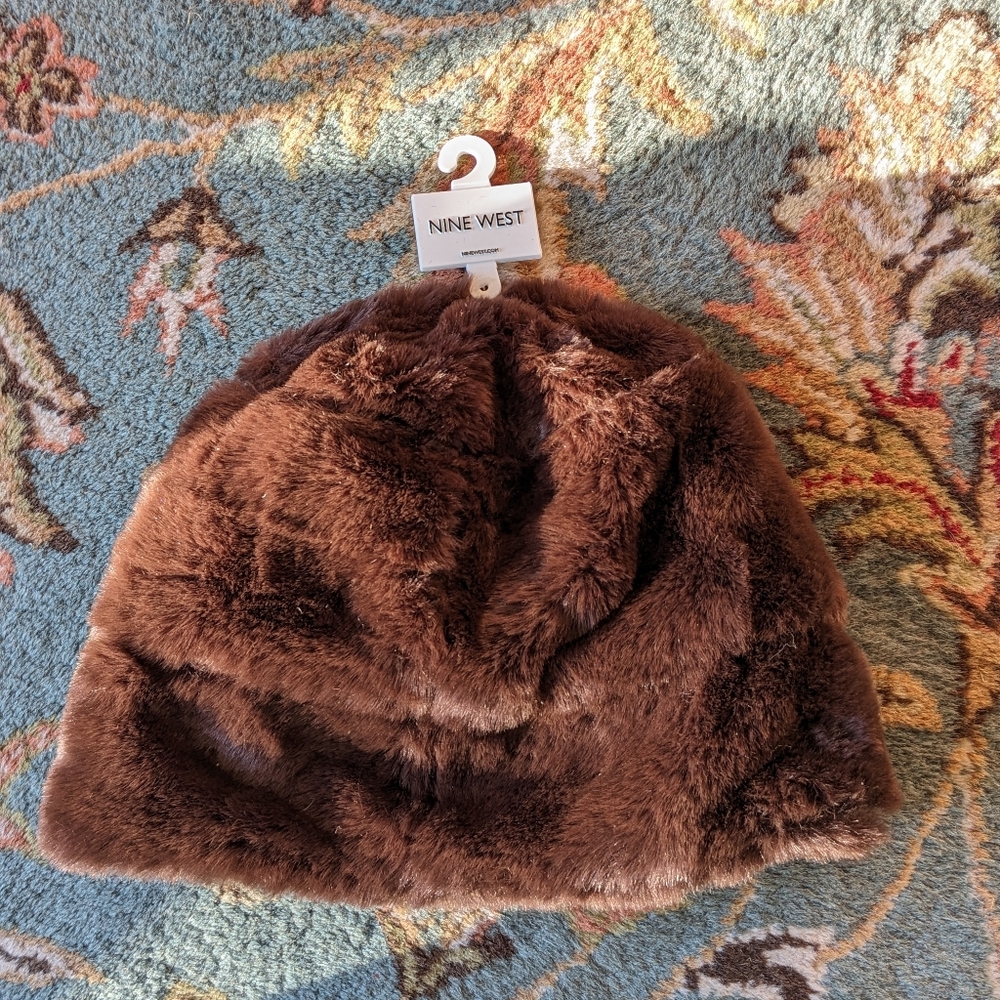 Nine West Faux Fur Brown Hat